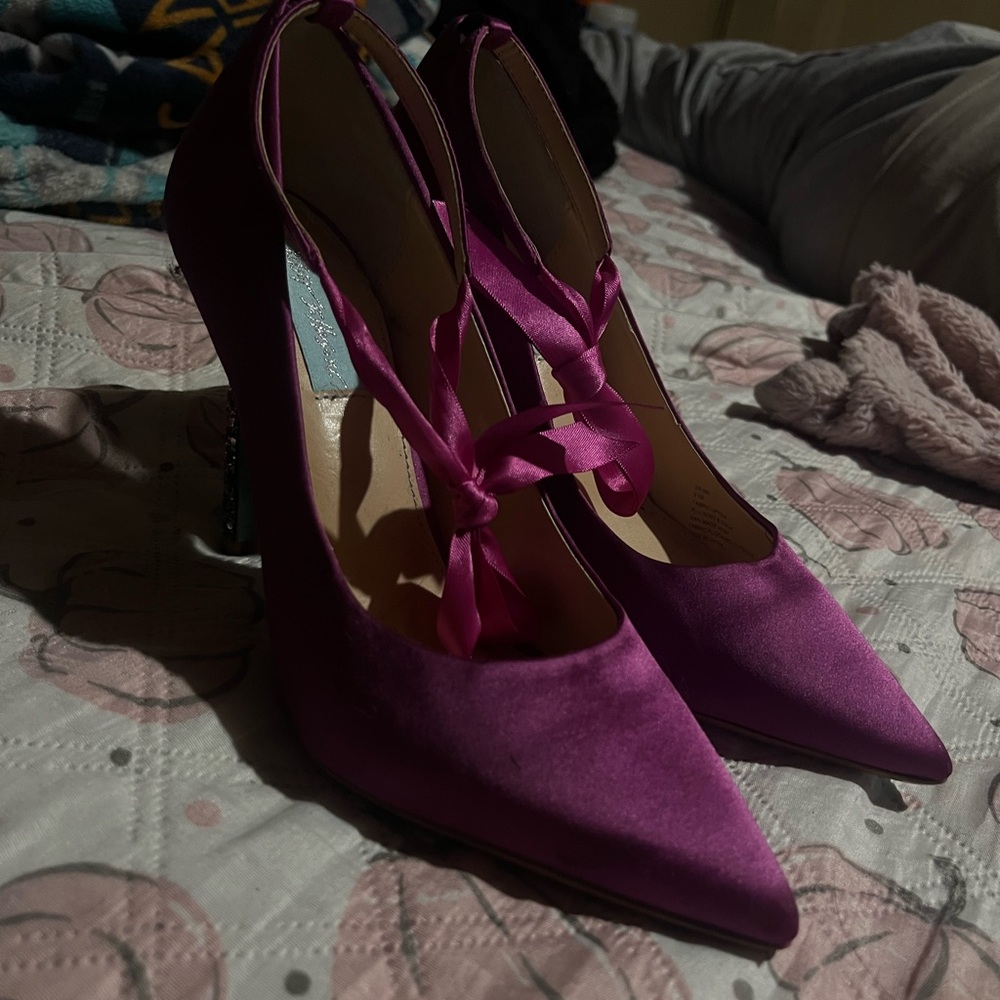Betsey Johnson Pink Satin Heels